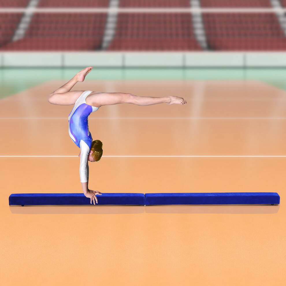 Homcom 2.1m Balance Beam Trainer Fold Performance Gymnastics Blue
