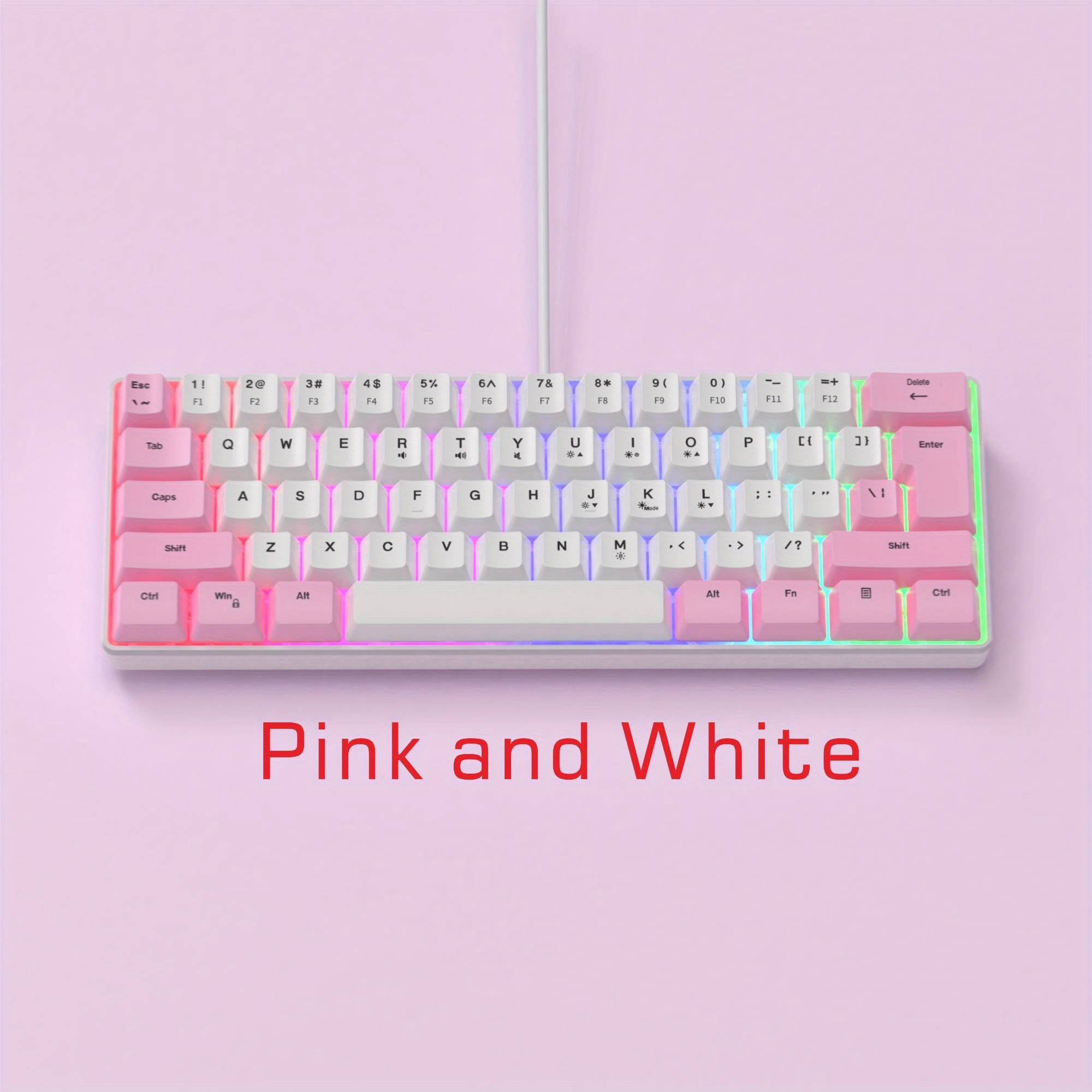 Temu 61-Key Girls Ergonomic Keyboard Rgb