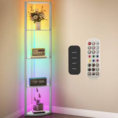 Homcom Rgb Led With Shelves And Remote Floor Lamp
