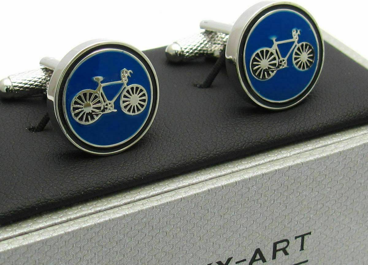 ART Racing Bike Cycle Cufflinks Onyx In Gift Box - Blue