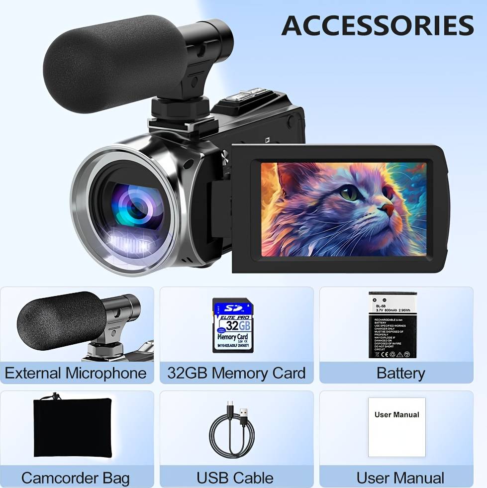 Temu 4K HD Video Camera Recorder 3 Inch