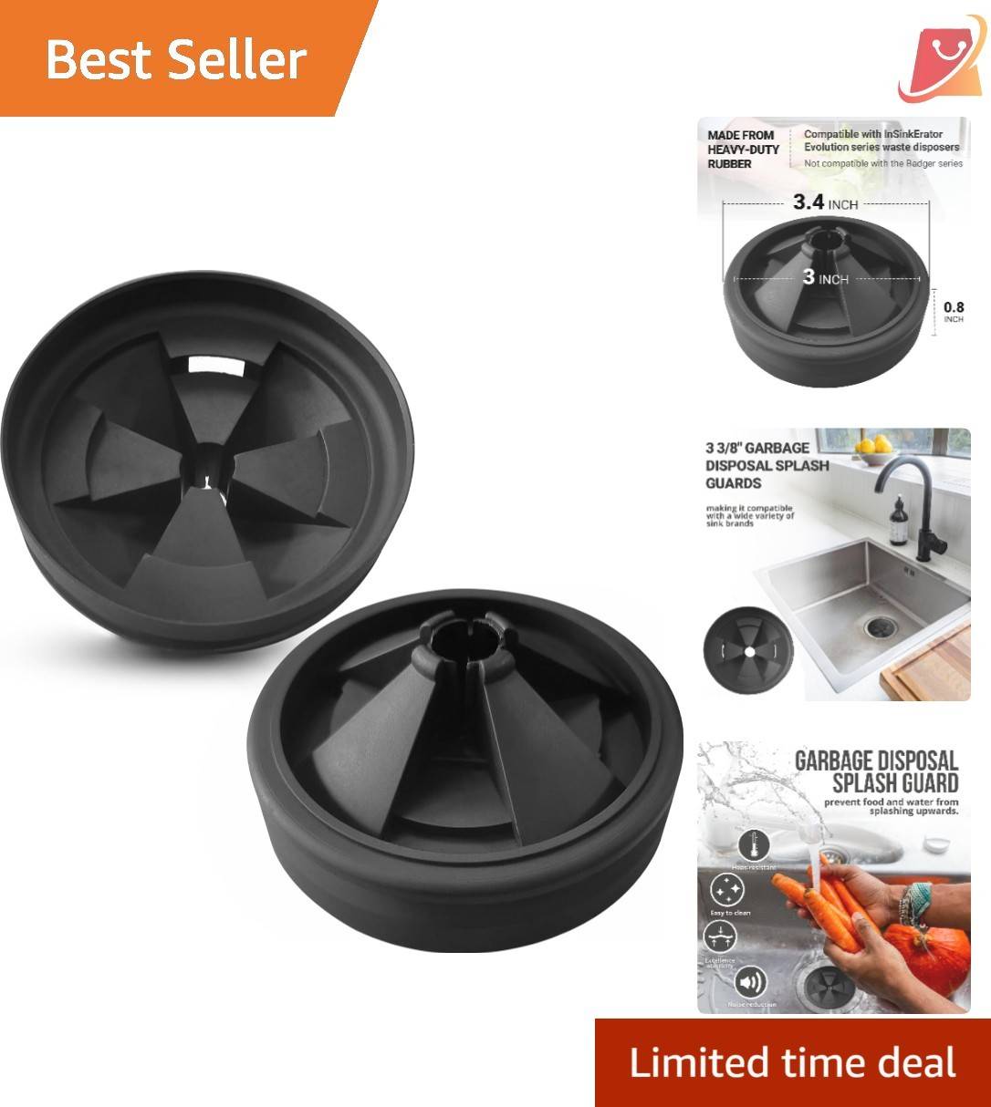 AR-PRO Garbage Disposal Rubber Drain Insert 2 Pack