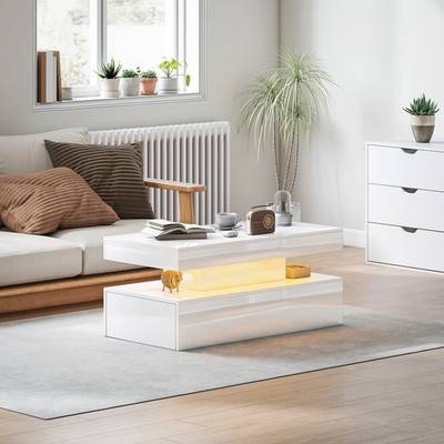 Homcom Coffee Table with Storage LED Sofabord