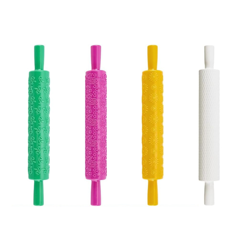 Saudism 4Pcs Clay Modeling Pattern Rollers Kit