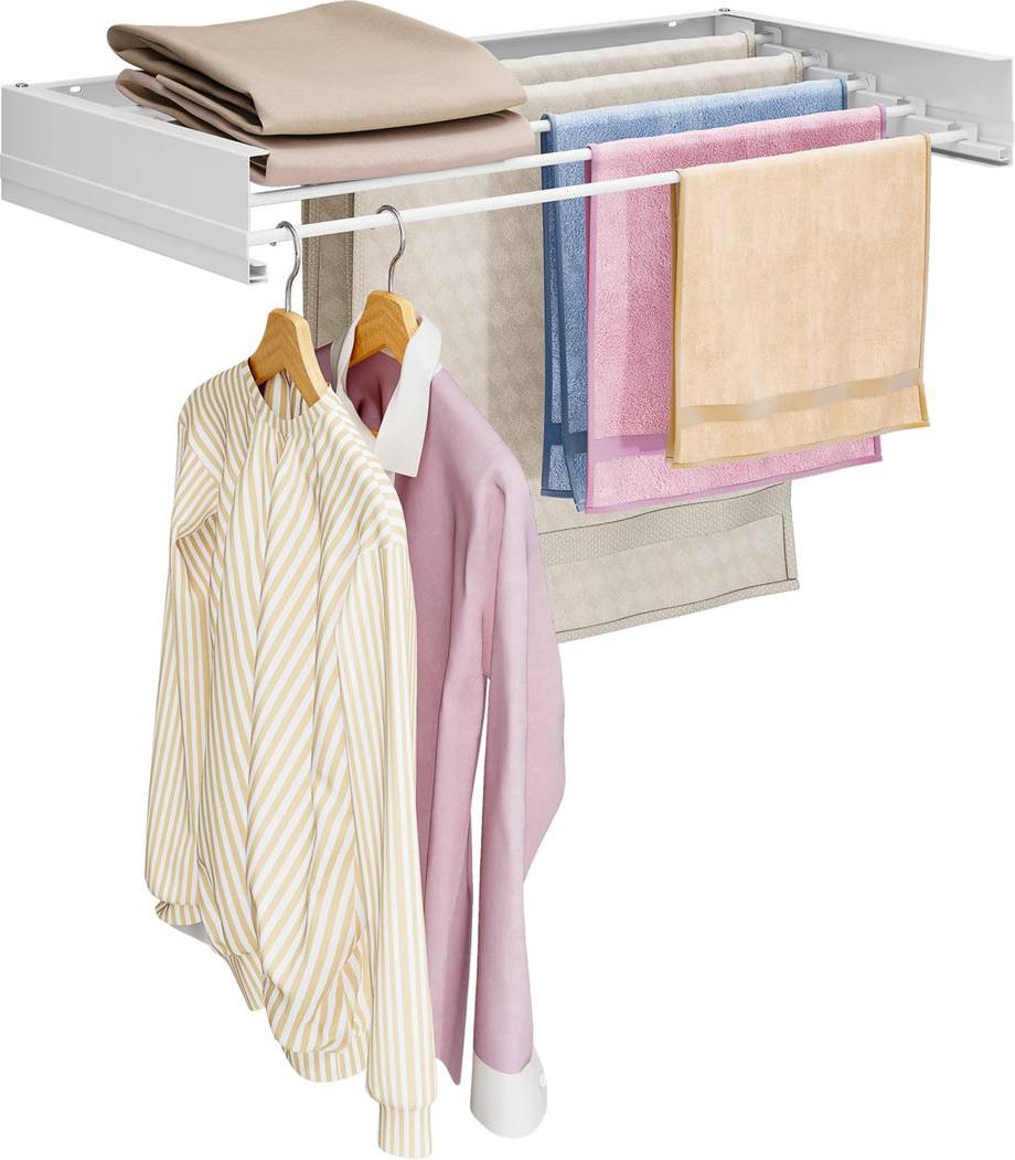 Wall mounted clothes drying rack Ivy Bronx Wall Mounted Retractable Clothes Drying Rack