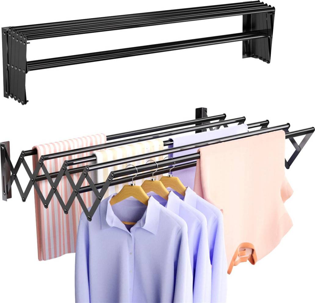 Wall mounted clothes drying rack Rebrilliant Wall Mounted Foldable Clothes Drying Rack