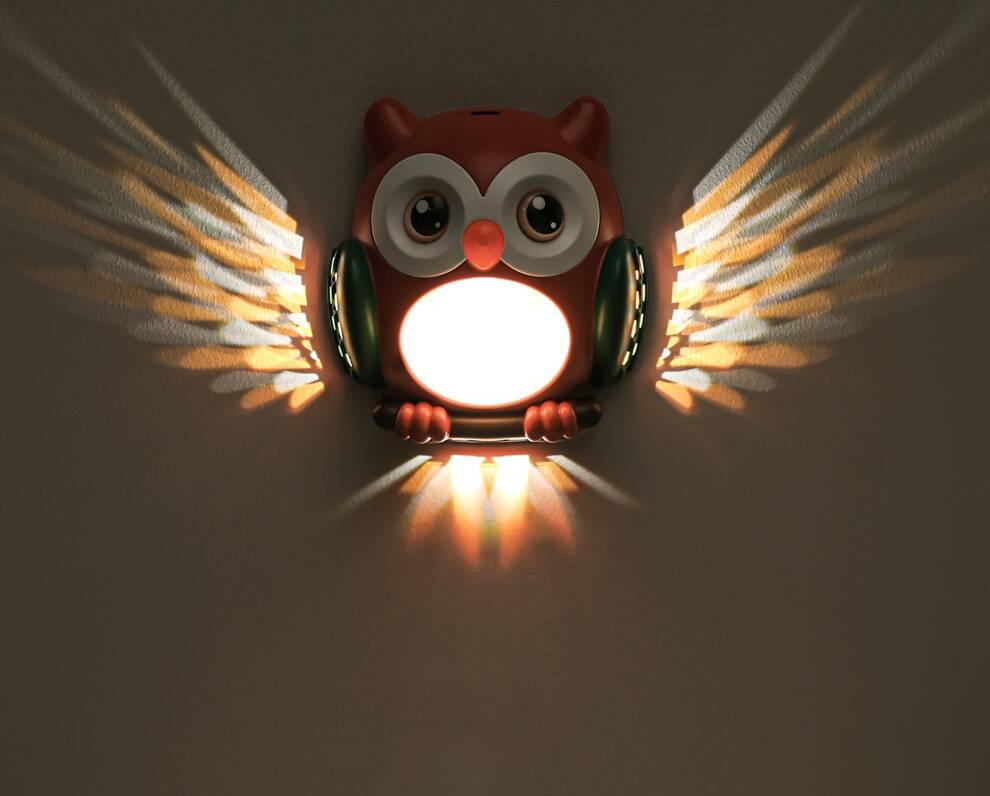 Red Rechargeable LED Owl Motion Night Light