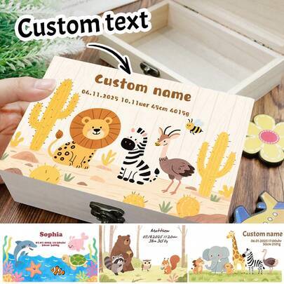 Shein Custom Text Keepsake With Animal Prints Small Box