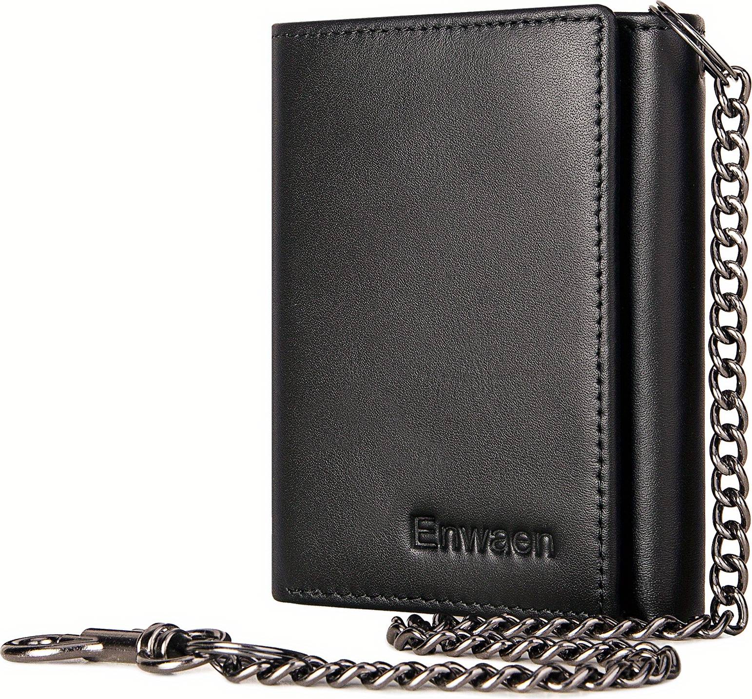Mens wallet Temu Trifold Mens Wallet With Chain Leather Rfid Blocking