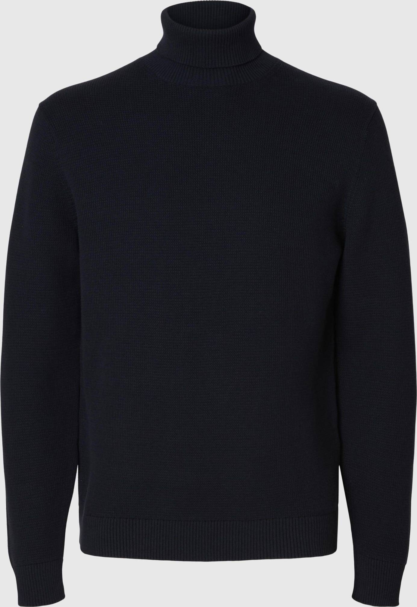 Selected Pullover Slhdane Bomuld Rullekrave - Natblå