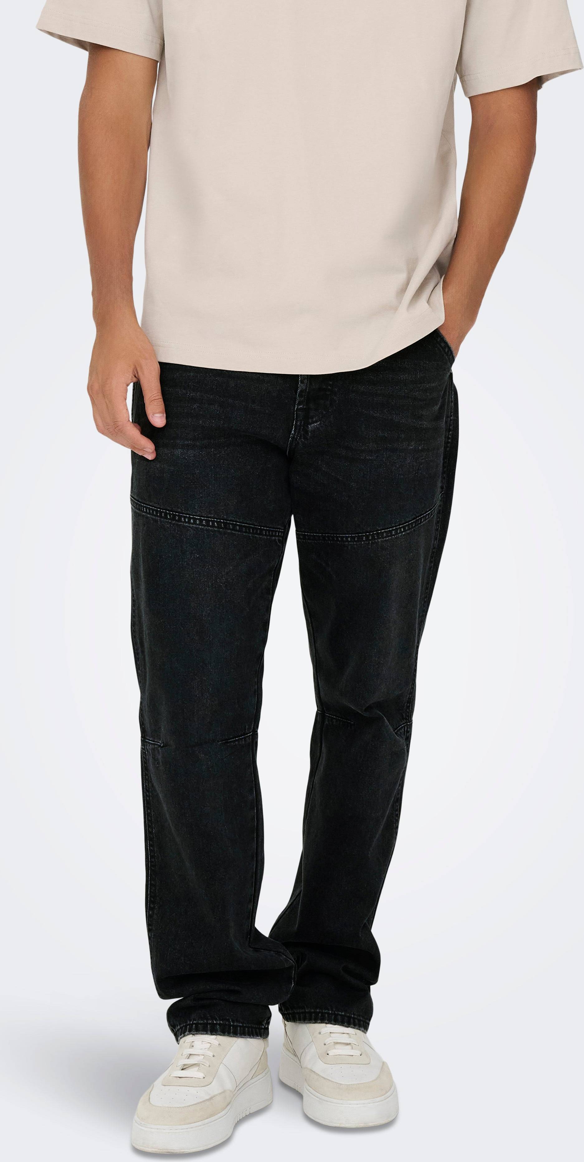 Only & Sons Onsedge Mid Rise Straight Fit Jeans Sort