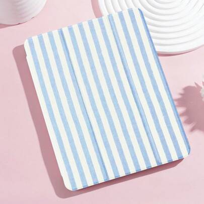 Shein Simplified Blue Straight Line Pattern Tablet Case