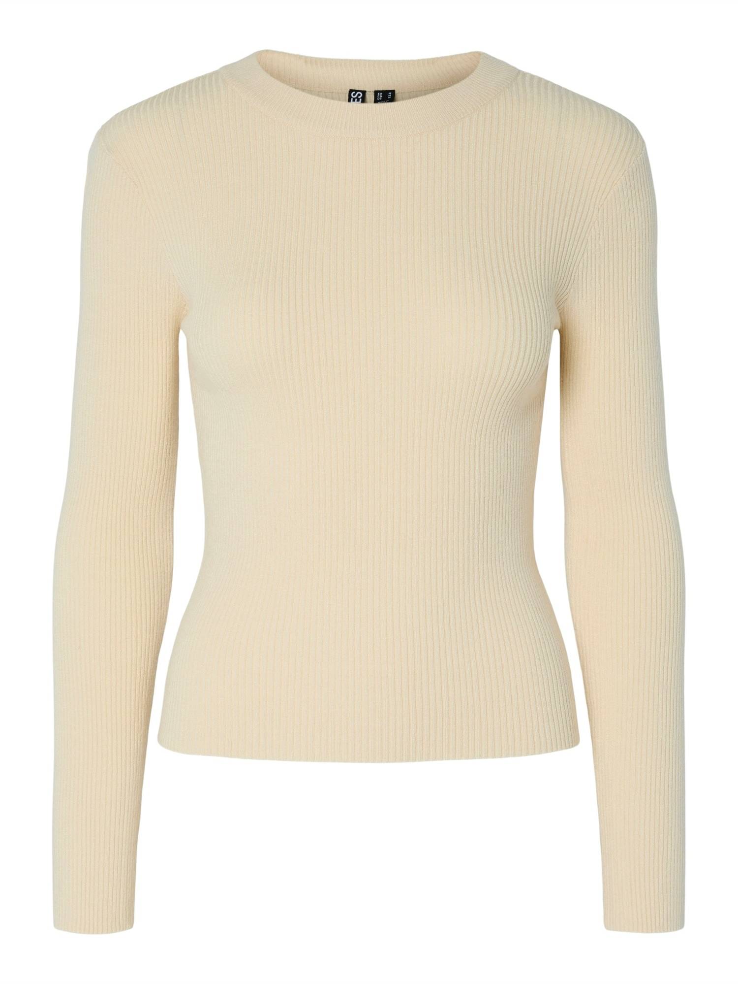 Pullover Ribbed Knitted Top - Cream - White