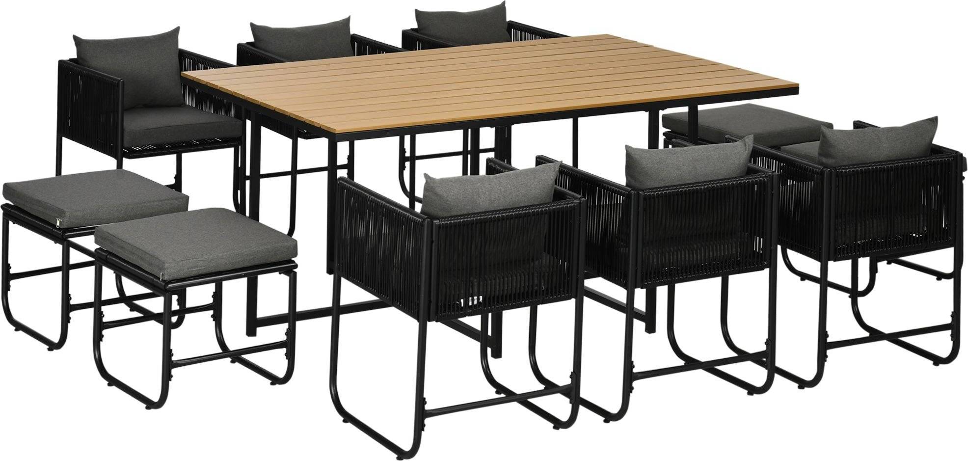 OutSunny 11 PCs PE Rattan Dining Set Havemøbelsæt