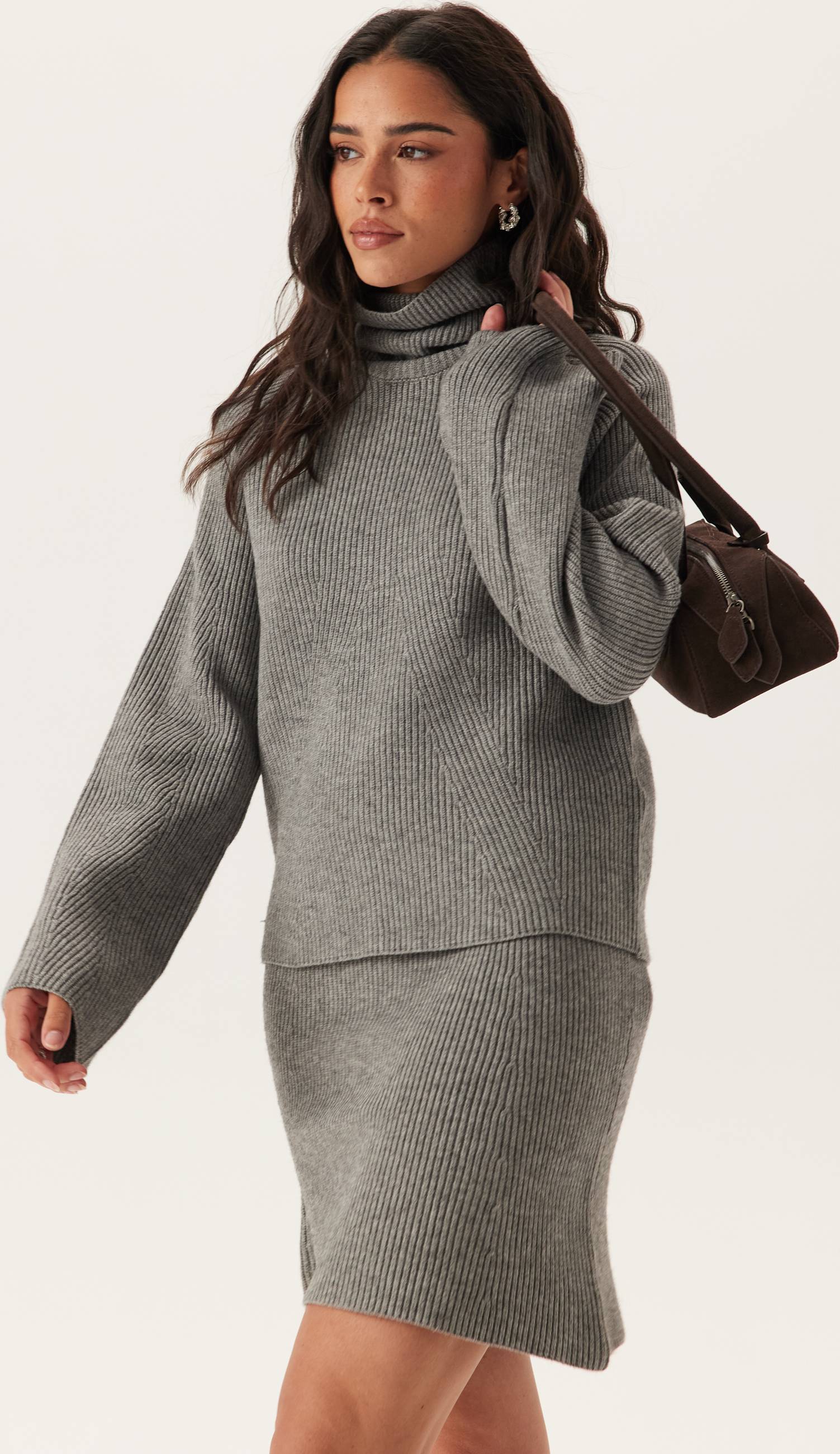 Object Pullover Rullekrave Knit Noos - Grå