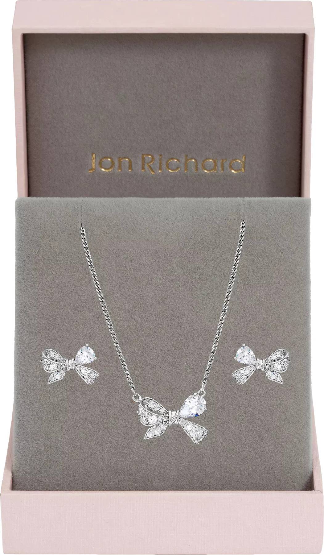 Jon Richard Rhodium Plated Bow Box Set - Silver