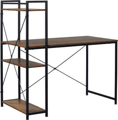 Homcom Laptop Table With 4-Tier Bookshelf Writing Desk