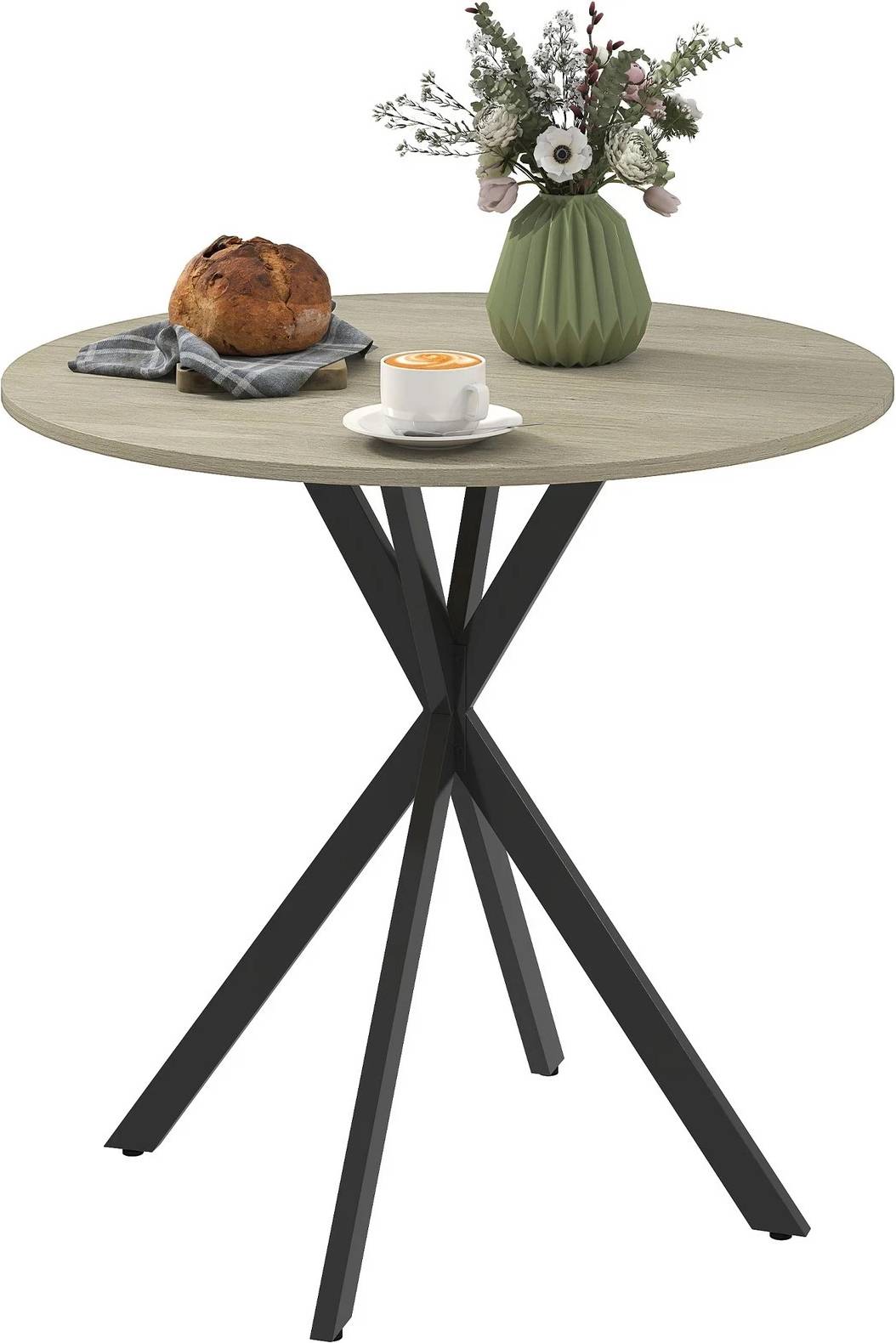 Homcom 80cm Round With Steel Legs Dining Table
