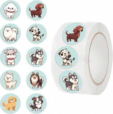 Shein 500Pcs Vinyl Waterproof Dog Stickers