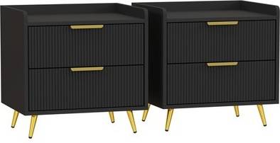Homcom Set Of 2 With 2 Drawers Bedside Table