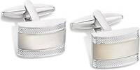F.Hinds Rhodium And White Shell Cufflinks