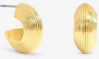 Jon Richard Ribbed Hoop Earrings - Gold