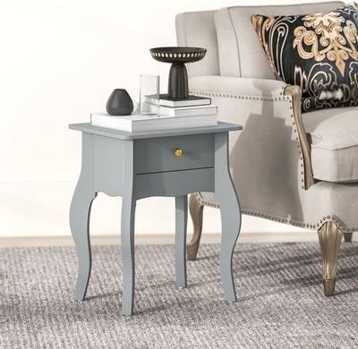 Homcom French Style Side With Drawer Grey Bedside Table