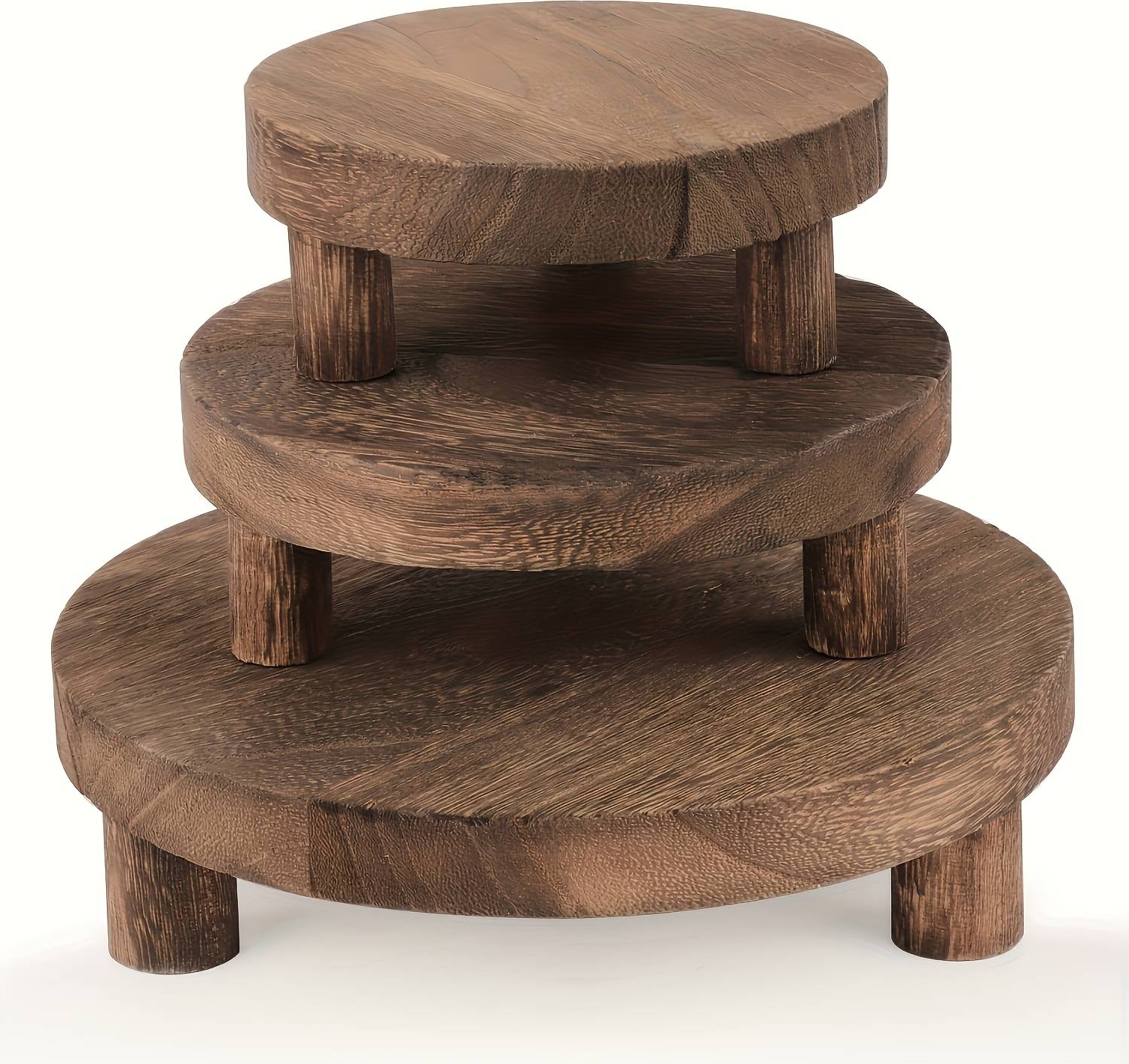Temu 3pcs Rustic Wooden Display Risers Cake Stand
