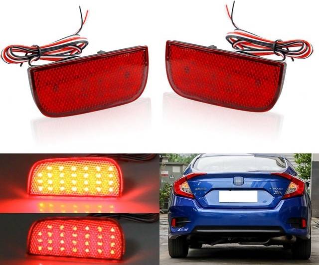 Red Lens Led Rear Bumper Reflector Marker Lights