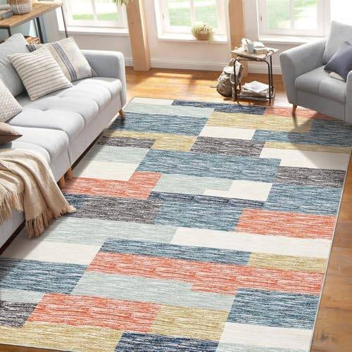 Washable rugs Garvee Washable Rugs 9x12 Large Geometric Blue
