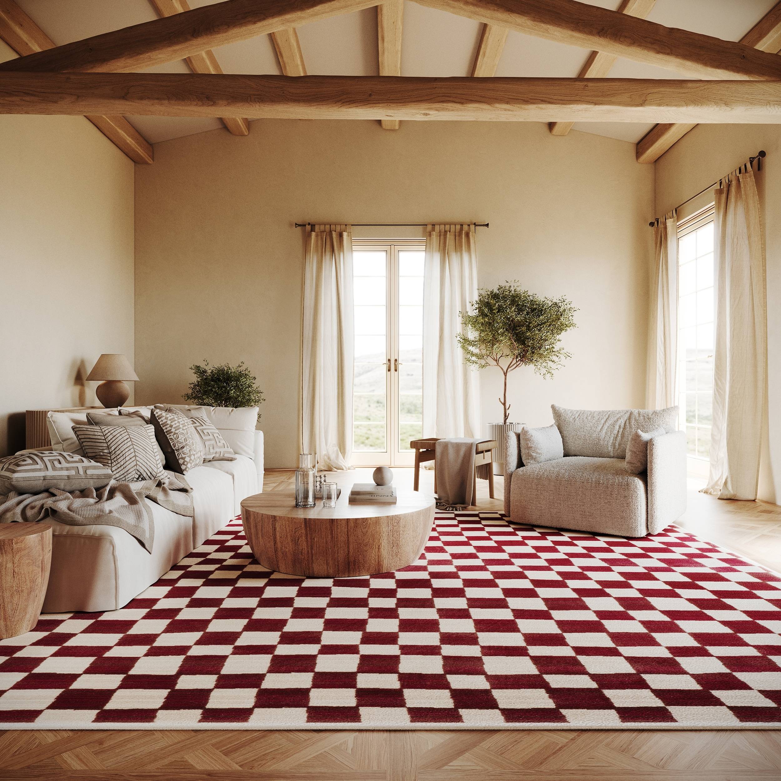 Nuloom Dominique Abstract Checkered Fringe Rug