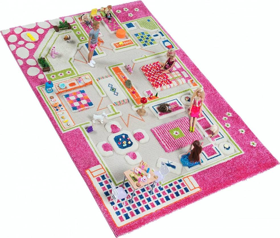 Little Helper 3D Childrens Play Rug Pink