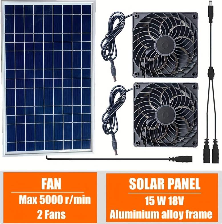 15W 2 Fans With A Solar Panel Kit
