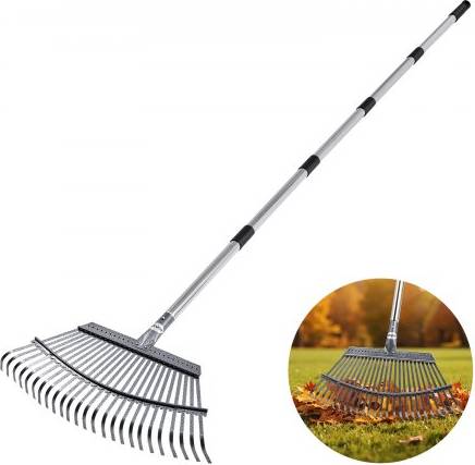 Leaf rake VEVOR Leaf Rake 25 Metal Tines Adjustable