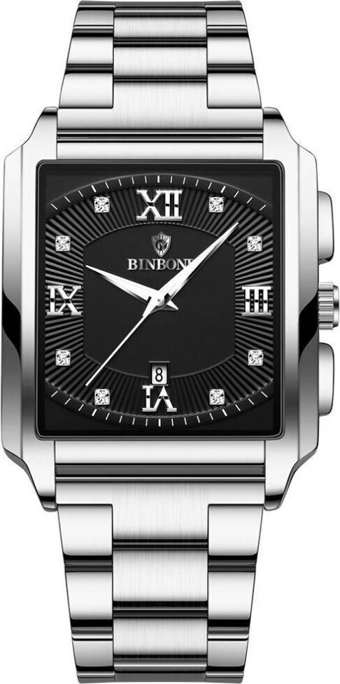 Maxpower Rectangular Men's Stainless Steel Quartz Watch