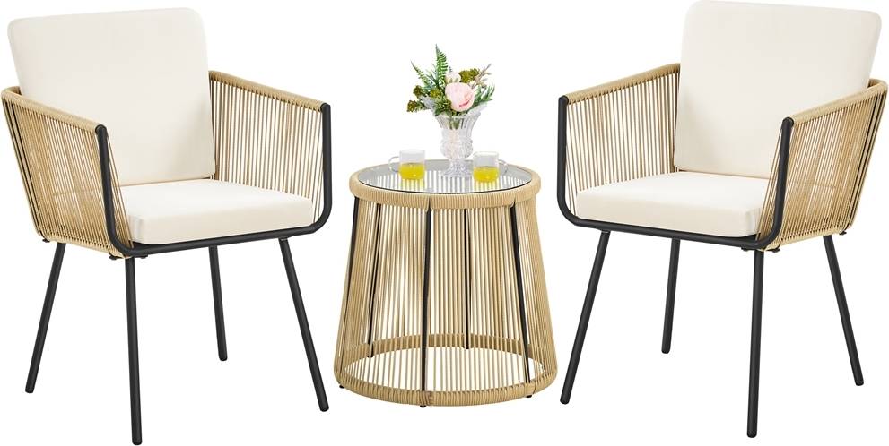 3-tlg Rattan Balkonset Gartenmöbel Set