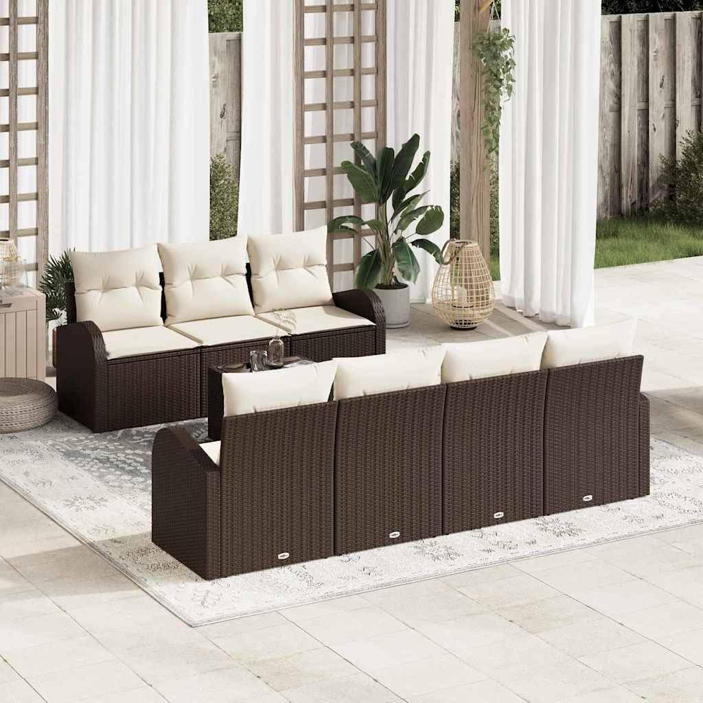Rattan lounge set Gartensofa Set Beige Poly-Rattan Lounge-Set