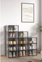 Living and Home 12pcs Clear Plastic Stackable Storage Box Shoe Rack