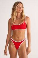 Nasty Gal Ribbed Contrast Binding Crop Bikini Set - Red