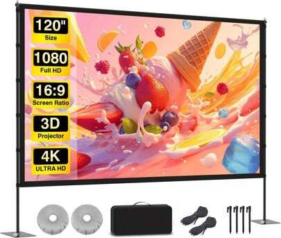 120 inch projector screen Shein 120 Inch Portable Outdoor Indoor Projector Screen