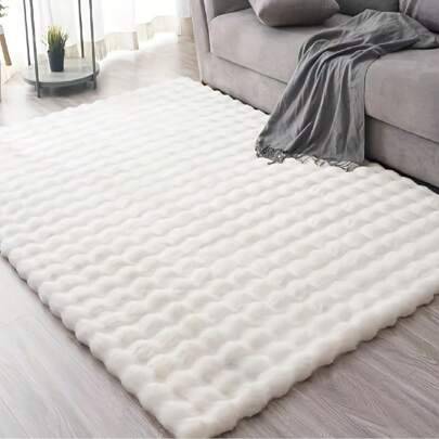 Shein Solid Color Faux Fur Rug Plush Fleece