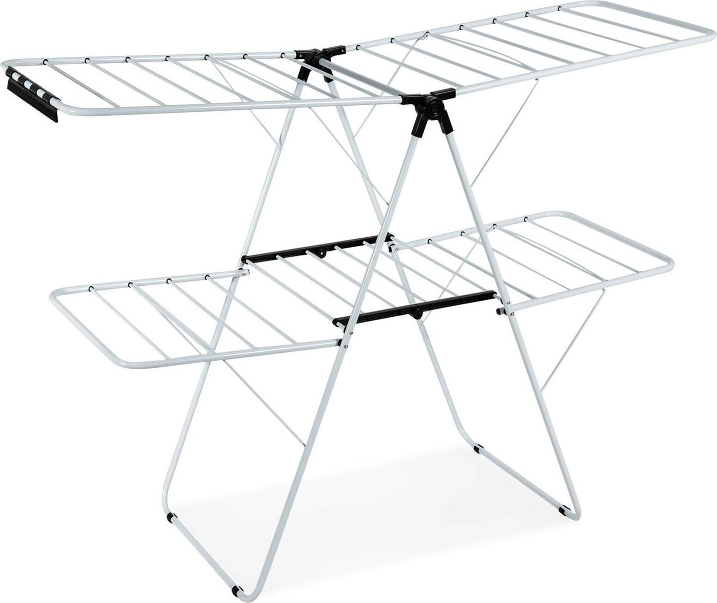 Foldable clothes drying rack Costway 2-Level Clothes Drying Rack Foldable Airer - Height Adjustable