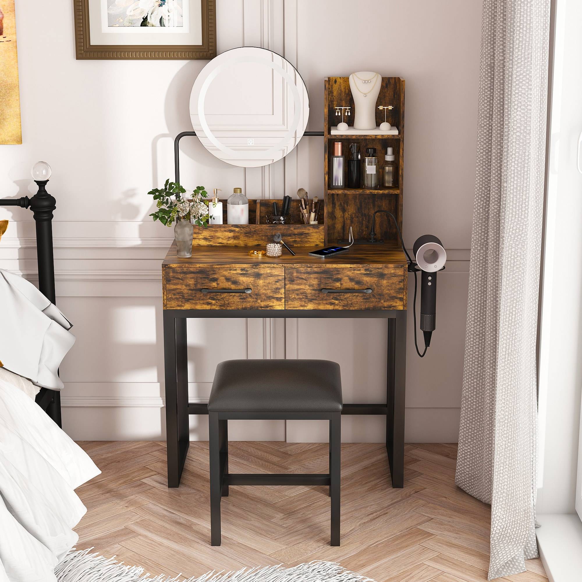 Dressing table with lights LOVMOR Makeup Vanity With LED Lights Dressing Table