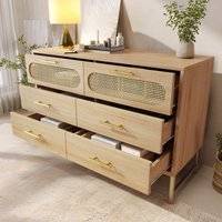 Matteo Lighting Rattan Storage Cabinet Light Oak Sideboard