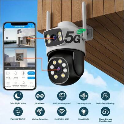 Wireless outdoor security cameras Shein 5G WiFi 2MP Dual Len Wireless Outdoor Security Camera