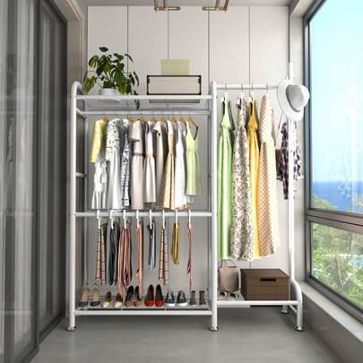 Clothes hanger rack Shein 68.1 Inch Metal Wardrobe With Hanger Clothes Rack