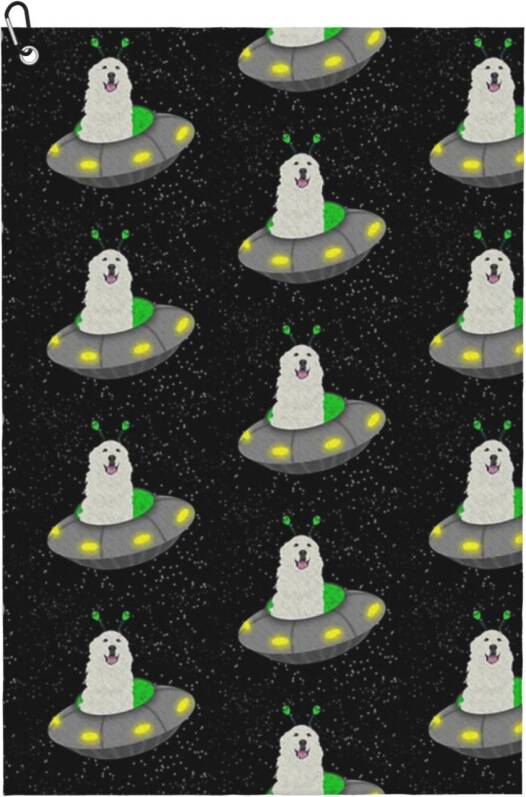 WHIBOS Great Pyrenees UFO Pattern Golf Towel