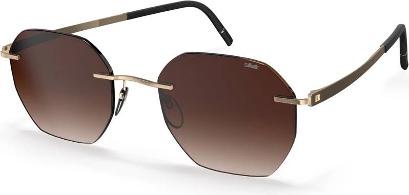 Silhouette Guld Rimless Solbriller Unisex - Brun Gradient