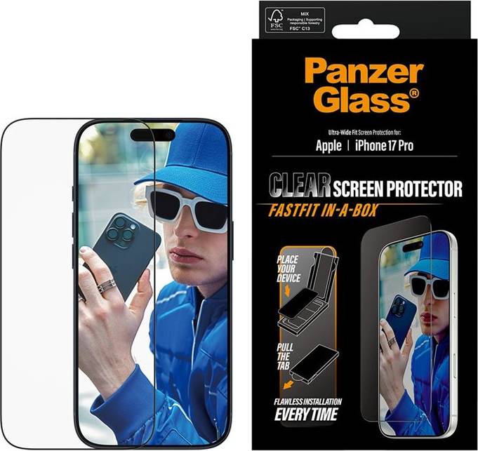 PanzerGlass Screen Protector with Fastfit In-A-Box