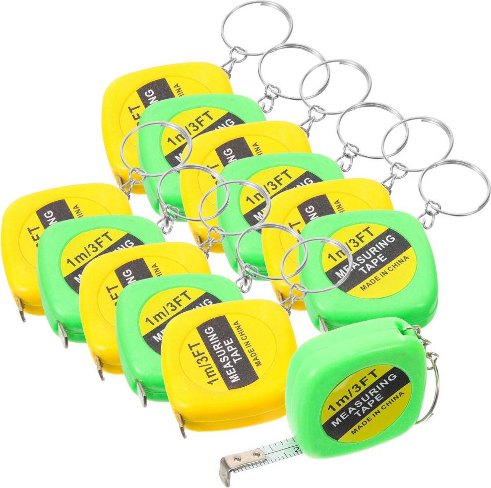 Inoomp 12 Pcs Mini Measure Key Ring Measurement Tape